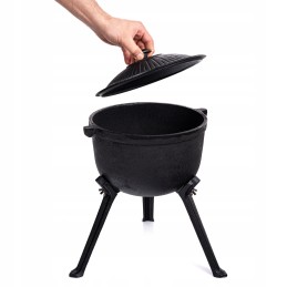 Ketaus katilas, medžioklinis puodas, vengriški kepsniai, 8l, griliui ant laužo