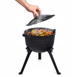 Ketaus katilas, medžioklinis puodas, vengriški kepsniai, 8l, griliui ant laužo