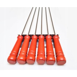 Nerūdijančio plieno kepsninės laužo lazdos, 130 cm, 6 vnt, kabykla