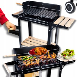 Sodo anglis grilis, lentynos, grotelės ant ratukų, didelis reguliuojamas iešmas, grotelės