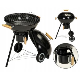 Didelės apvalios medžio anglies kepsninės ant ratų su kepsninės dangčiu