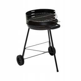 Sodo anglies kepsninė ant ratų, mobili, juodo metalo, apvali