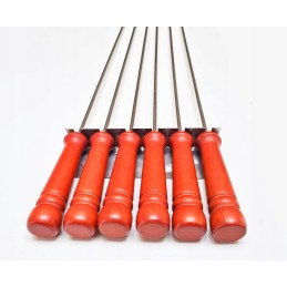 Nerūdijančio plieno kepsninės laužo lazdos, 130 cm, 6 vnt, kabykla