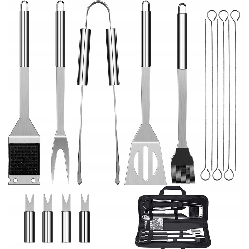 ✅ Grilio įrankių rinkinys 15vnt nerūdijančio plieno ✅