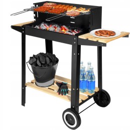 Sodo anglies grilis ant ratų su lentyna