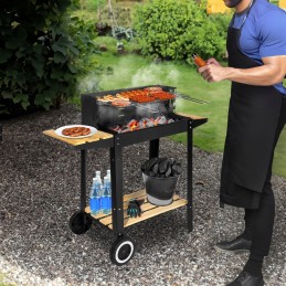 Sodo anglies grilis ant ratų su lentyna