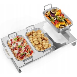 Onlyfire Set of 3 Grill Pans for Gas Grill, Stainless Steel Grill Trays with Holder and Stand, Accessories for Grilling Vegetabl