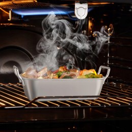Ainus tulekomplekt 3-st grillpannist gaasigrillile, roostevabast terasest grillplaadid käepideme ja alusega, tarvikud juurviljad