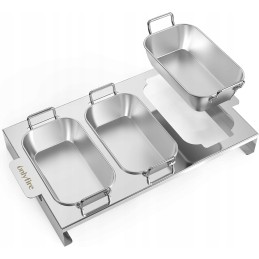Onlyfire Set of 3 Grill Pans for Gas Grill, Stainless Steel Grill Trays with Holder and Stand, Accessories for Grilling Vegetabl