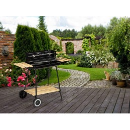 Sodo kepsninė su anglimis su reguliuojamomis lentynomis, 2 nešiojamomis, stabiliomis grotelėmis