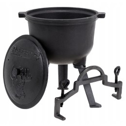 Juodo ketaus medžioklės puodas, 5l, laužui, MK101