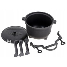 Juodo ketaus medžioklės puodas, 5l, laužui, MK101