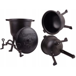 Juodo ketaus medžioklės puodas, 5l, laužui, MK101