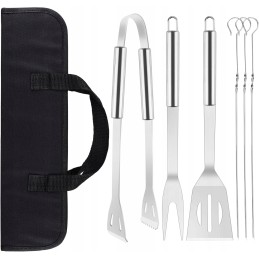 7 dalių kepsninės stalo įrankių rinkinys, kepsninės priedai, kepsninės šakutė, kepsninės spaustukai, mentelės, kepsninės lazdelė