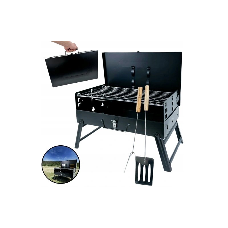 ⭐⭐Nešiojama, sulankstoma turistinė anglių kepsninė su priedais sodo lagaminas⭐⭐