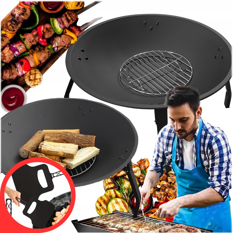 Sodo židinys šašlykinei, juodo plieno, didelis, 55 cm ventiliatorius