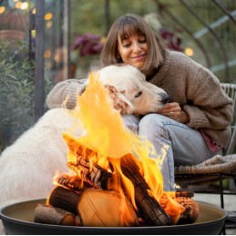 Milano sodo laužavietė 60 cm grilio ugniai, juodas plieninis katilas