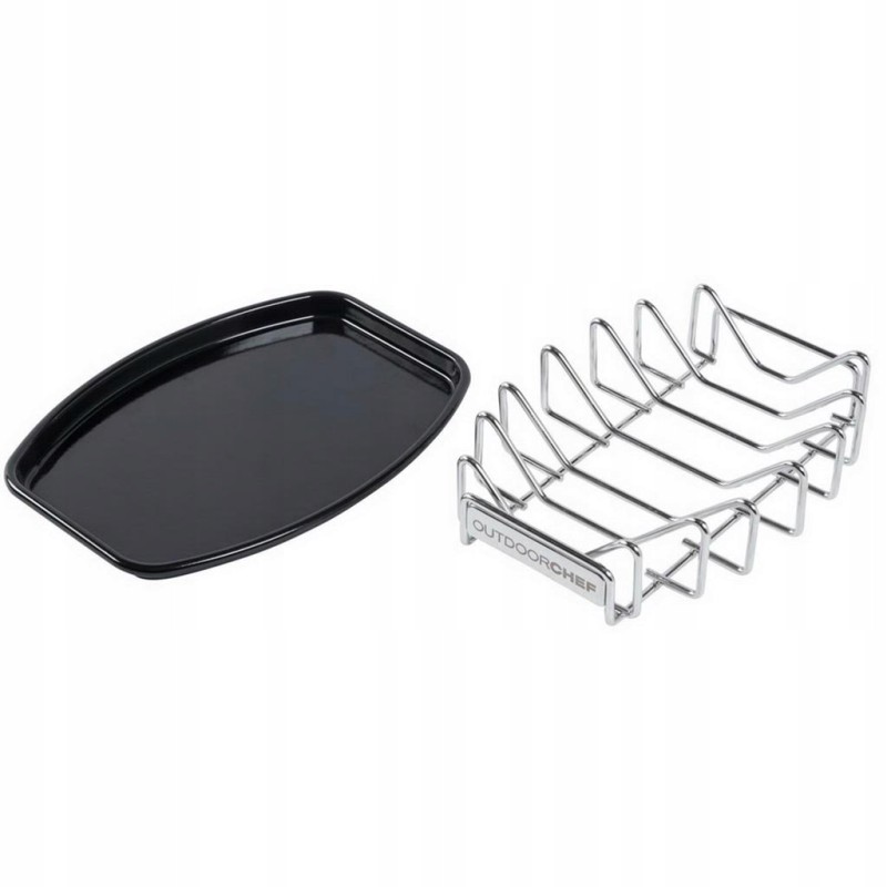 Universalus grilio padėklo stovas vištienos, žuvies ir kepsnio lauko virėjui