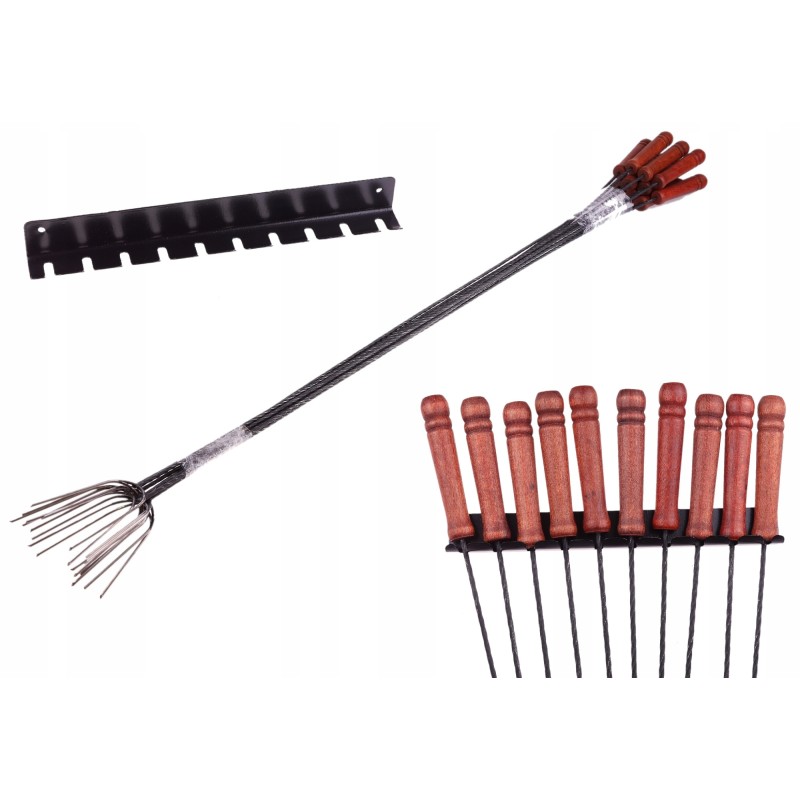 ⭐⭐Šakės laužo lazdos nerūdijančio plieno antgaliai 150 cm 10 vnt + kabykla⭐⭐