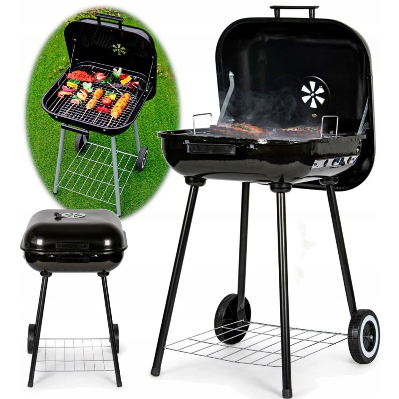 Tvirta sodo grilis su atlenkiamu dangteliu + ratukai 43x40 cm