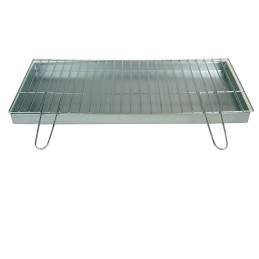 Grotelės griliui statyti 70x30 - skersmuo 4mm - sulankstomos rankenos - chromuotos su pakura / pelenų keptuvė