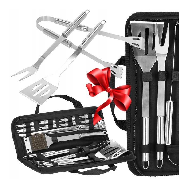 Grilio priedai grilio rinkiniui + dėklas 21 in 1
