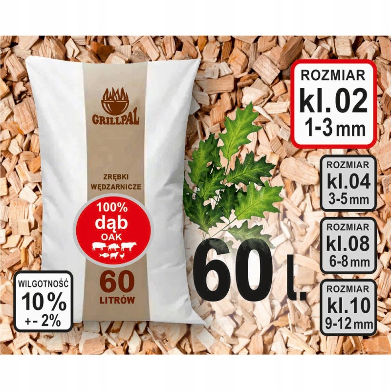 Rūkomieji ąžuolo gabalėliai 02 klasės 60l grilis