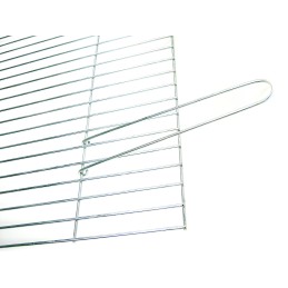 Grotelės griliui statyti 70x30 - skersmuo 4mm - sulankstomos rankenos - chromuotos su pakura / pelenų keptuvė
