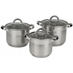 Plieninių puodų rinkinys. 6 daiktai. maži pajėgumai.