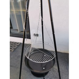 Pakabinama kepsninė, židinys ant trikojo, 46 cm grotelės trikojo ugniai