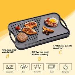 Ketaus grilio plokštė, ketaus grilio plokštė, dvipusė ketaus keptuvė