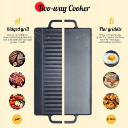 Ketaus grilio plokštė, ketaus grilio plokštė, dvipusė ketaus keptuvė