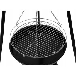 Pakabinama kepsninė, židinys ant trikojo, 46cm grotelės, trikojis ugniai