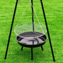 Sodo židinys ir grilis su apvaliomis grotelėmis vl08 juoda