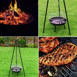 Sodo židinys ir grilis su apvaliomis grotelėmis vl08 juoda