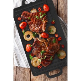 Grilio lėkštė, dvipusė ketaus keptuvė, 45,5x23 cm