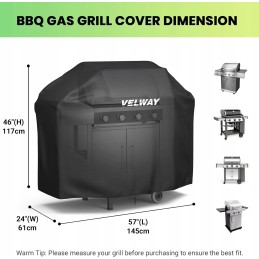 ⭐️Velway didelis dujinis grilio dangtis BBQ vandeniui atsparus brezentinis dangtis 147x117x61cm⭐️