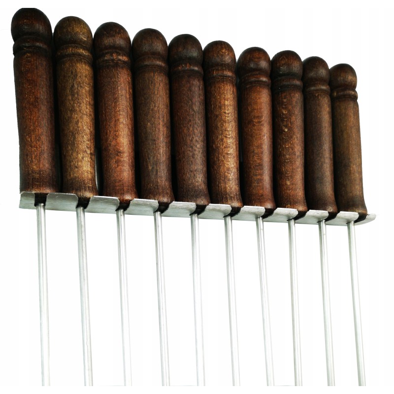 Nerūdijančio plieno laužo lazdos, 120 cm, kabykla, 10 vnt