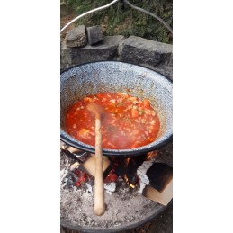 Pardavimo objektas - trikojis + 8 litrų emaliuotas vengriškas katilas