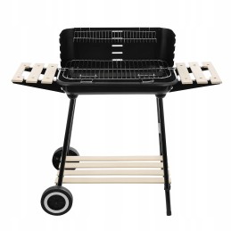 Sodo anglies grilis ant ratų su 3 lentynomis, didelėmis grotelėmis