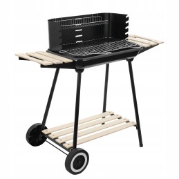 Sodo anglies grilis ant ratų su 3 lentynomis, didelėmis grotelėmis