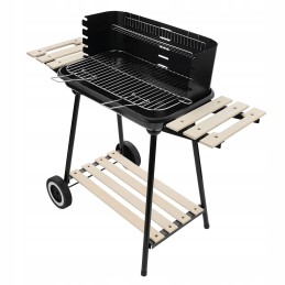 Sodo anglies grilis ant ratų su 3 lentynomis, didelėmis grotelėmis