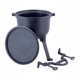 Medžioklės virdulys ketaus puodas 4,0 l su patvaria marmurine emalio danga km-4800m