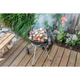 Apvalios anglies kepsninės kepsninės, 45 cm grotelės, su pelenų keptuvės dangčiu