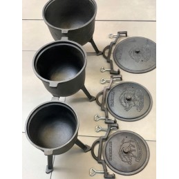 5l katilas, ketaus, juodas, Rossner medžioklinis grilis