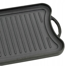 Grill plate, cast iron tray, campfire, double-sided frying pan, grate 42x25cm