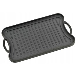 Grill plate, cast iron tray, campfire, double-sided frying pan, grate 42x25cm
