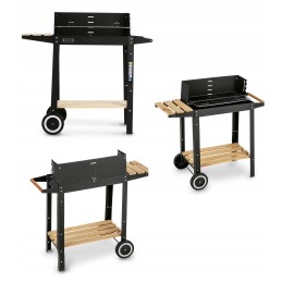 Anglies kepsninė su reguliuojamomis grotelėmis ant ratukų, skirta naudoti lauke