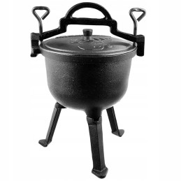 Ketaus medžioklinis katilas 5l, stovi kepsniai, vengriškas puodas, židinys