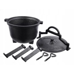 Ketaus medžioklinis katilas 5l, stovi kepsniai, vengriškas puodas, židinys
